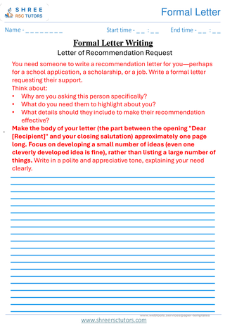 Formal  Recommendation Request  11+ English1