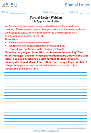 Formal  Job Application  11+ English1