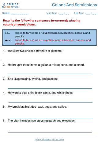 Colons & Semicolons  11+ English2