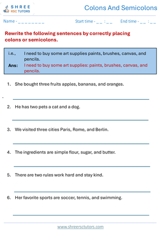 Colons & Semicolons  11+ English3