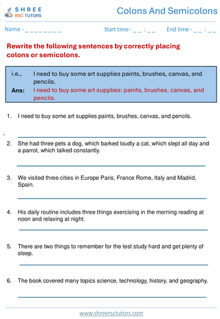 Colons & Semicolons  11+ English1