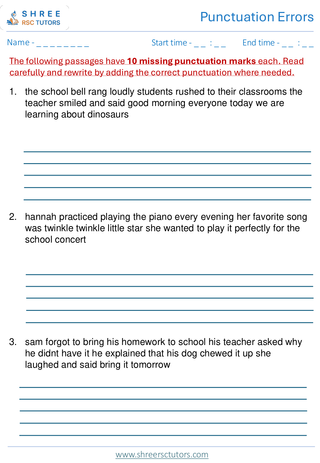 Punctuation Errors 11+ English8