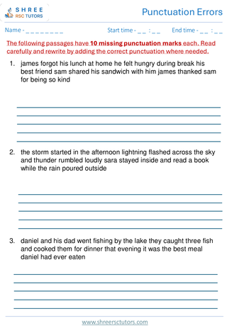 Punctuation Errors 11+ English7