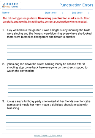 Punctuation Errors 11+ English4