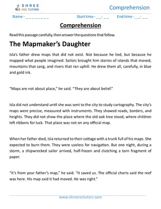 Comprehension The Mapmakerâs Daughter