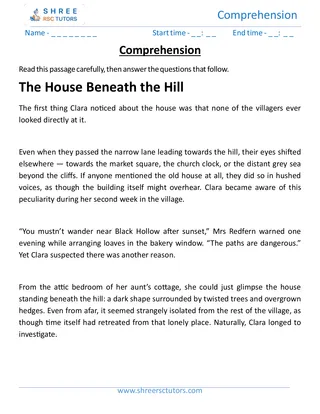 Comprehension The House Beneath The Hill (1)