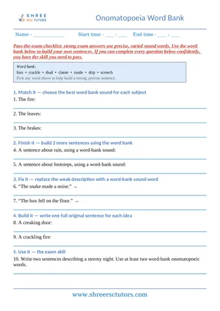 Onomatopoeia 09 Onomatopoeia Word Bank