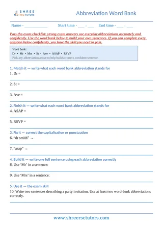 Abbreviations 09 Abbreviations Word Bank