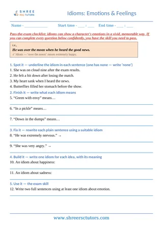 Idioms 03 Idioms Emotions Feelings