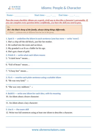 Idioms 04 Idioms People Character