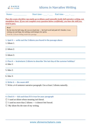 Idioms 08 Idioms Descriptive Writing