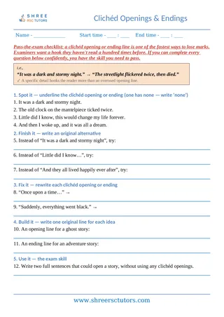 Cliches 05 Cliches Openings Endings
