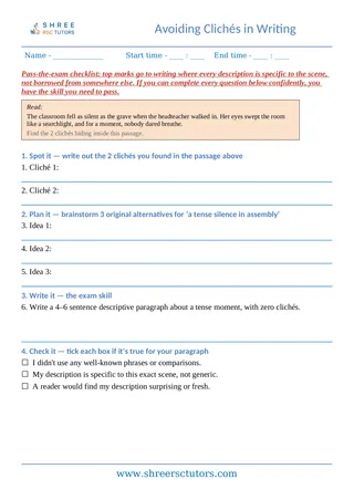 Cliches 08 Cliches Descriptive Writing