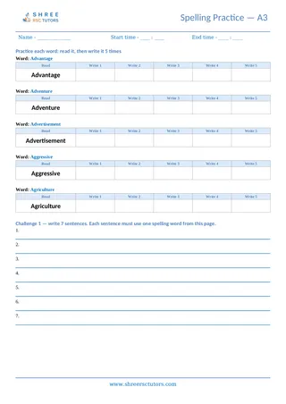 Spelling Worksheet A03