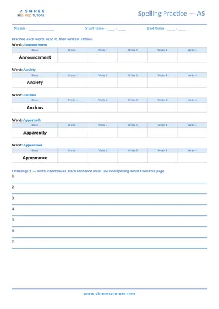 Spelling Worksheet A05