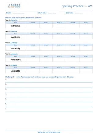 Spelling Worksheet A09