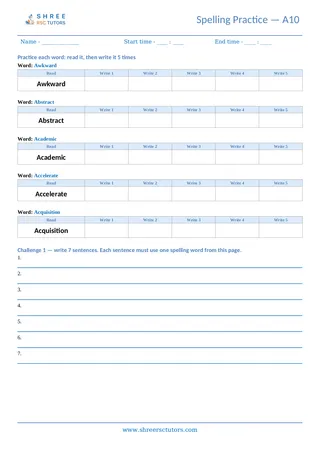 Spelling Worksheet A10