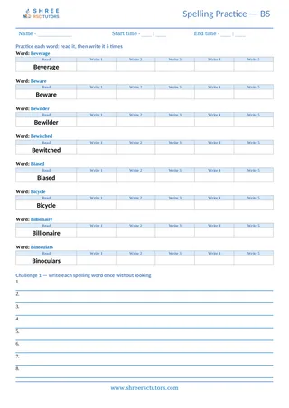 Spelling Worksheet B05
