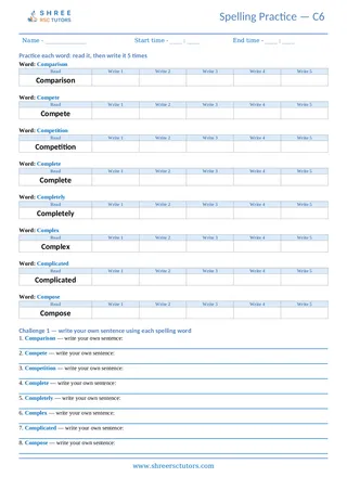 Spelling Worksheet C06