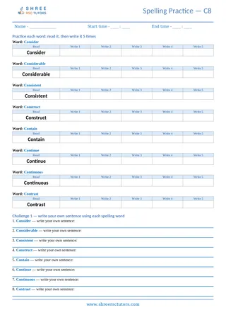 Spelling Worksheet C08