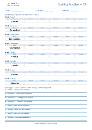 Spelling Worksheet C09