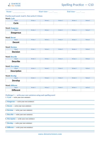 Spelling Worksheet C10