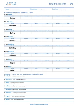 Spelling Worksheet D03