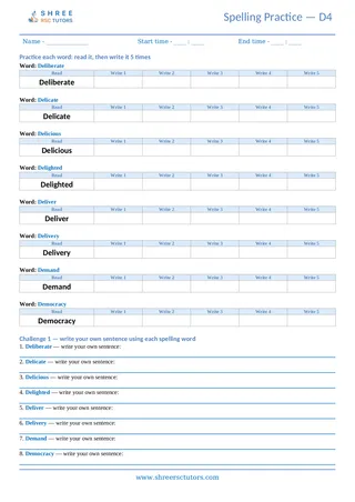 Spelling Worksheet D04