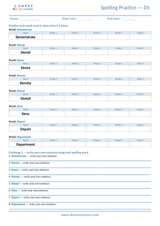 Spelling Worksheet D05