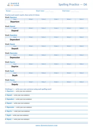 Spelling Worksheet D06
