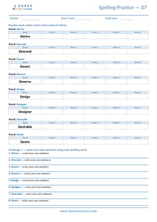 Spelling Worksheet D07