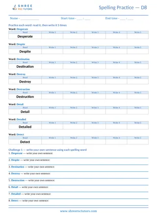 Spelling Worksheet D08