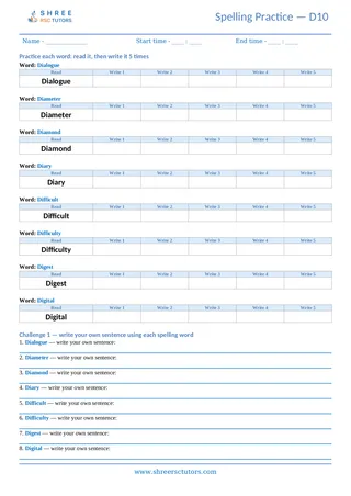 Spelling Worksheet D10
