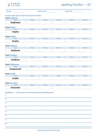 Spelling Worksheet E05