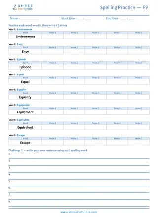 Spelling Worksheet E09