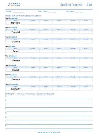 Spelling Worksheet E10