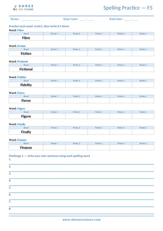Spelling Worksheet F05