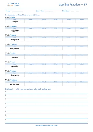 Spelling Worksheet F09