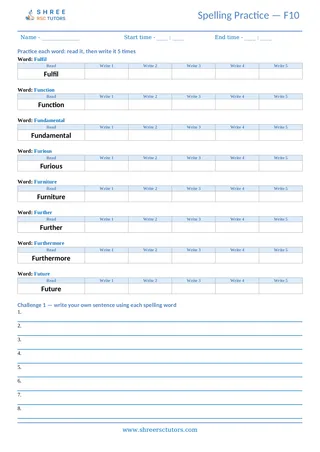 Spelling Worksheet F10