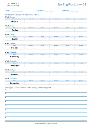 Spelling Worksheet G03