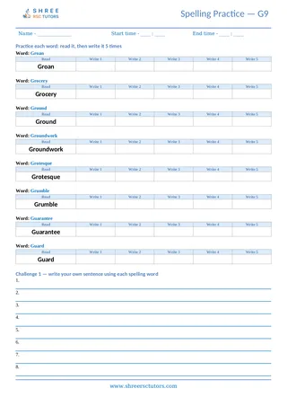 Spelling Worksheet G09