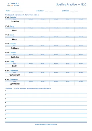 Spelling Worksheet G10