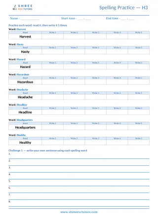 Spelling Worksheet H03