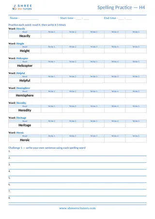 Spelling Worksheet H04