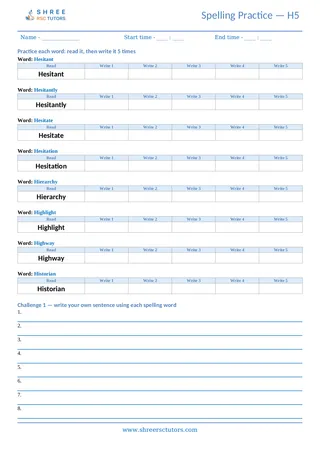 Spelling Worksheet H05