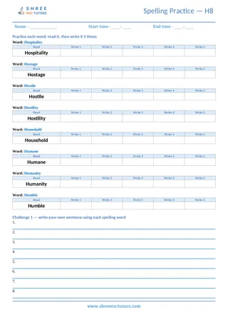 Spelling Worksheet H08