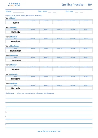 Spelling Worksheet H09