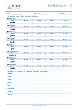 Spelling Practice J6