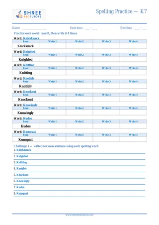 Spelling Practice K7