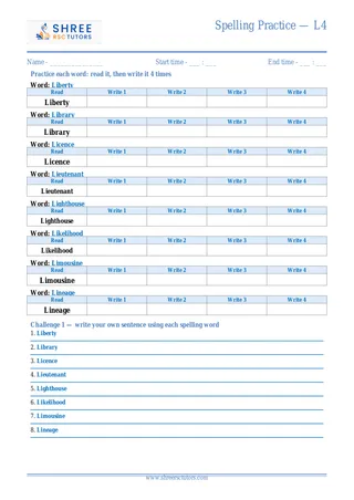 Spelling Practice L4